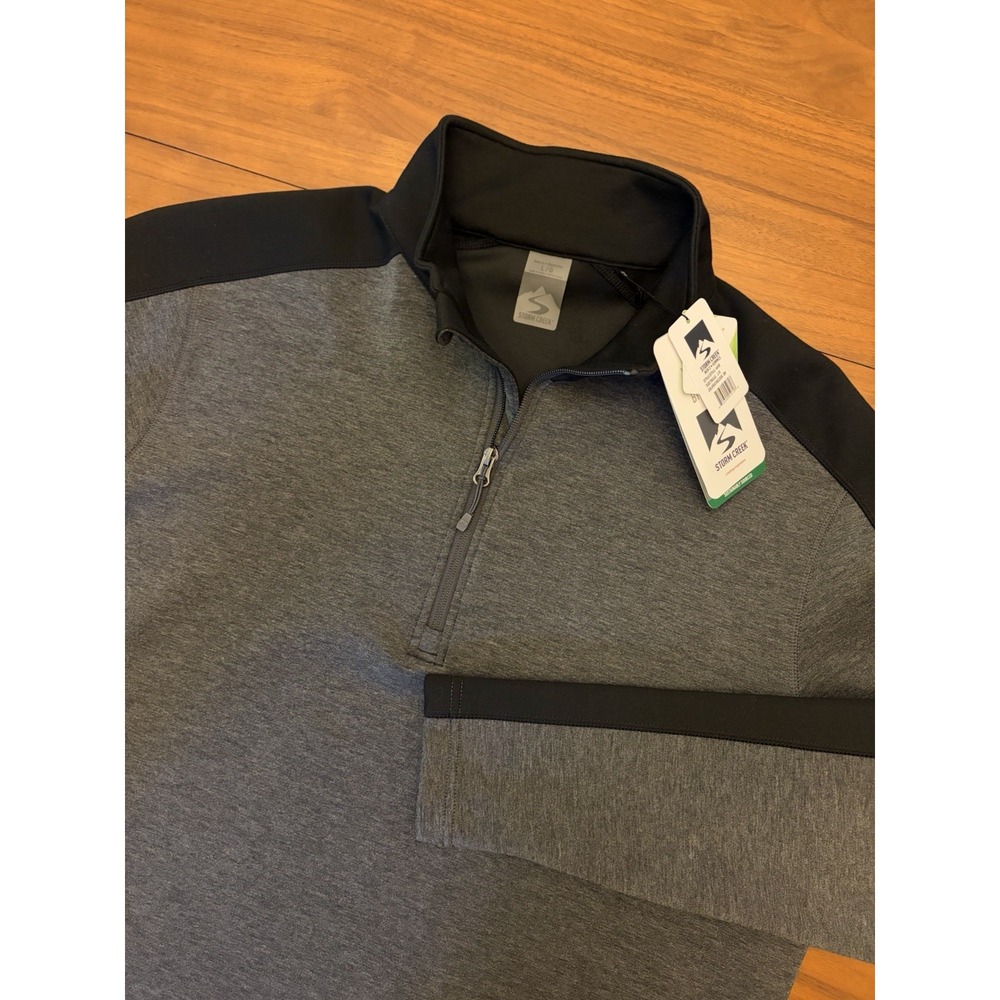 NEW Storm Creek 1/4 Zip Arm Stripe Pullover Collaborator Mens L Gray Golf Hiking